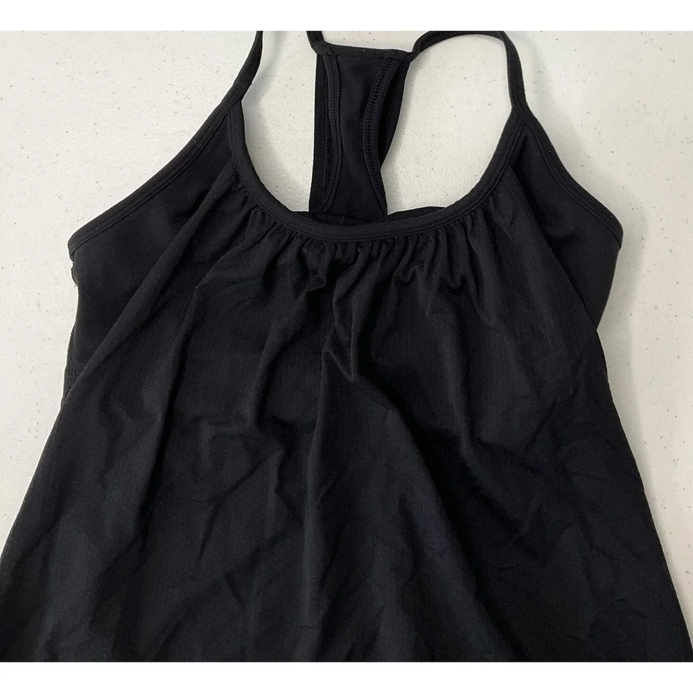 Lululemon Tank Top 2 In 1 Sports Bra Athletic Fitness Running Women Sz 4 Black